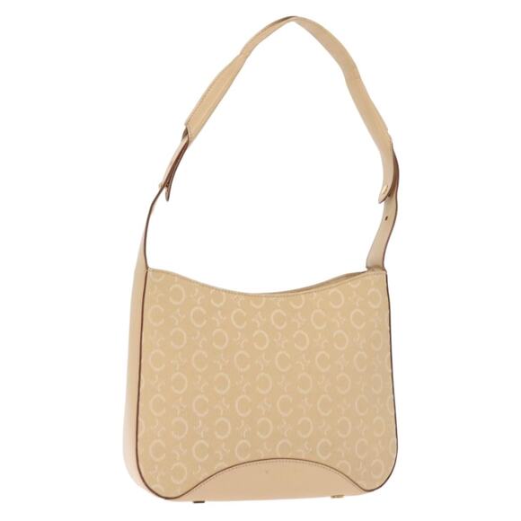 CELINE C Macadam Canvas Shoulder Bag Beige Gold - Picture 1 of 12